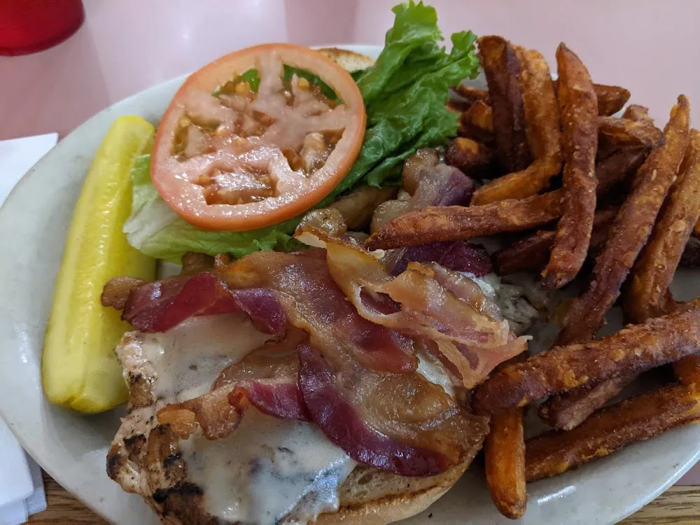 Chicken Bacon Sandwich with Sweet Potato Fries