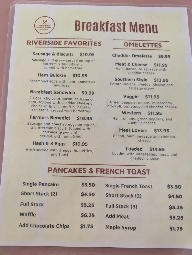 Riverside Restaurant Menu image 1