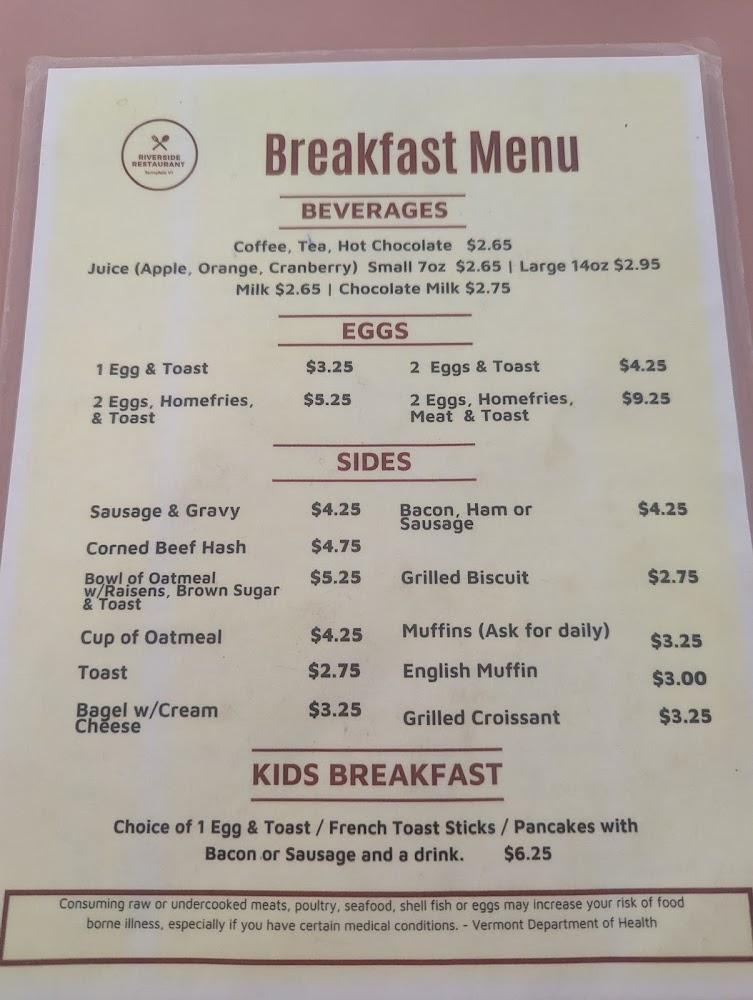 Riverside Restaurant Menu image 2